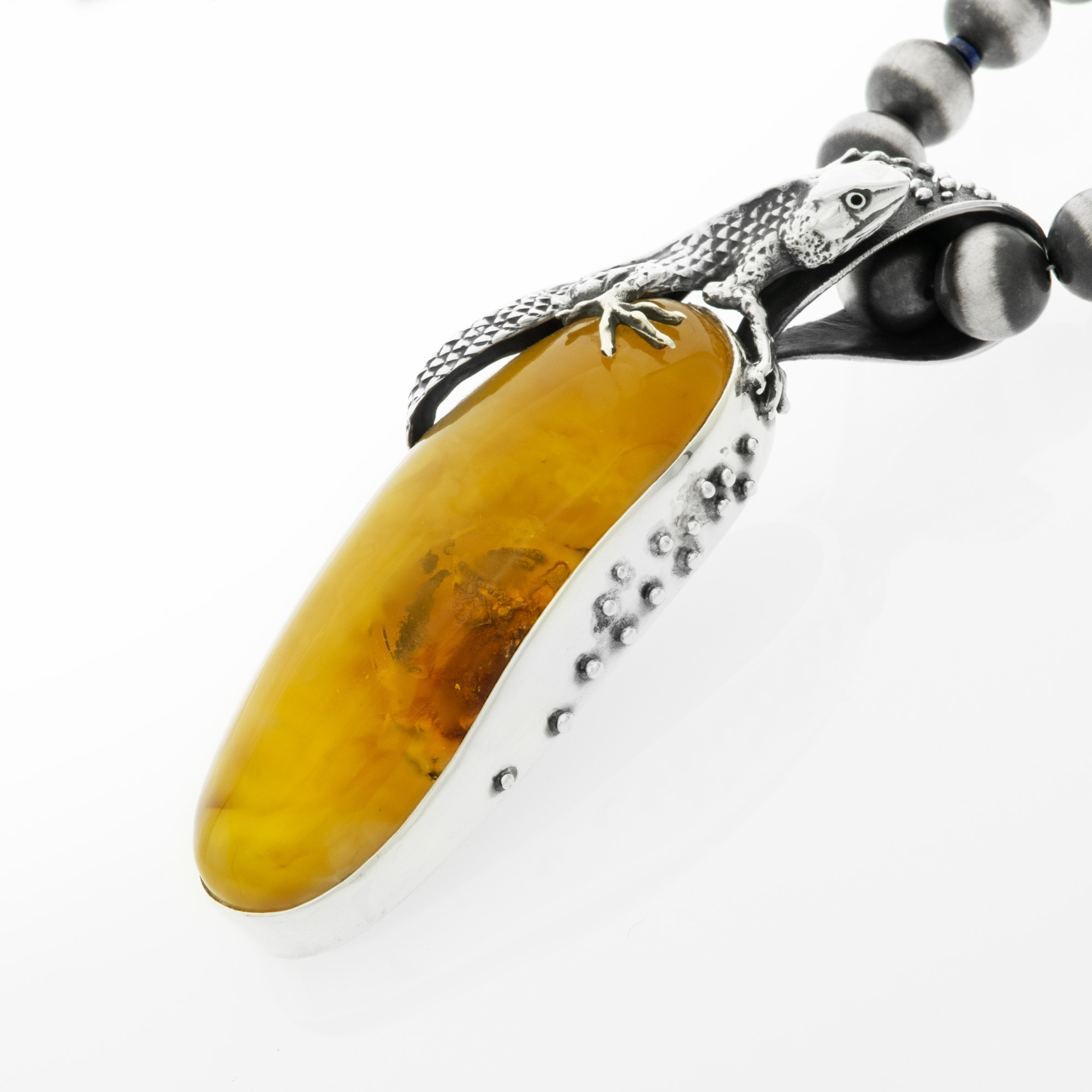 Huge Natural Baltic Amber Pendant with Lizard 1